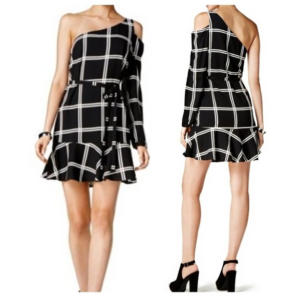 Bar III Dresses 35 Nwt Bar Iii Macys Black White Checkered Plaid